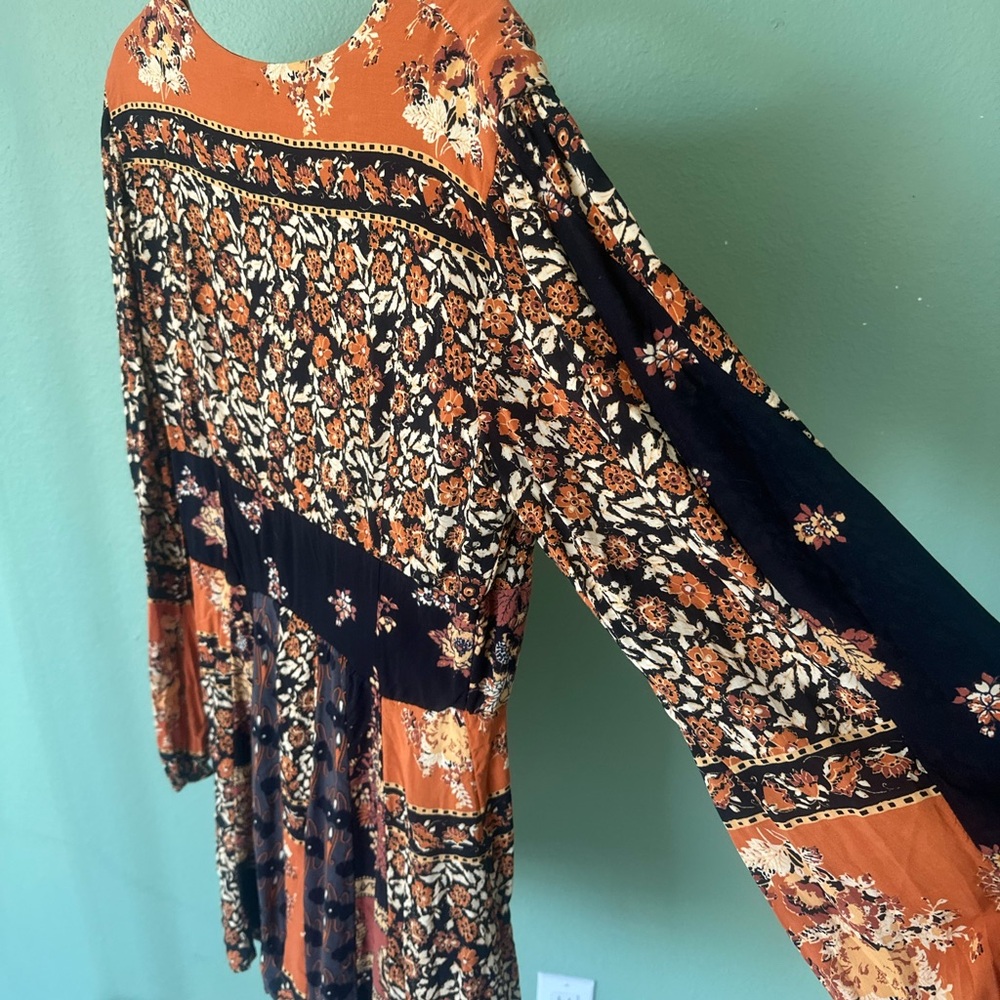Free People Black and Rust Floral Mini Dress - Picture 5 of 7